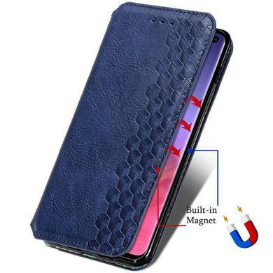Кожаный чехол книжка GETMAN Cubic (PU) для Samsung Galaxy A03s Синий