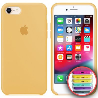 Чохол silicone case for iPhone 7/8 з мікрофіброю і закритим низом Yellow / Жовтий
