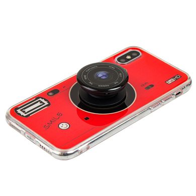 Чехол для iPhone X Photo Popsocket красный