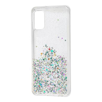 Чехол для Samsung Galaxy A41 (A415) Wave confetti прозрачно-серебристый