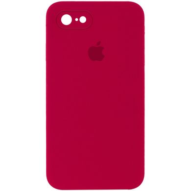Чохол для Apple iPhone 7/8 / SE (2020) Silicone Full camera закритий низ + захист камери (Червоний / Rose Red) квадратні борти