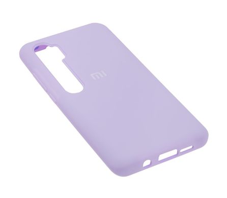 Чехол для Xiaomi Mi Note 10 Silicone Full Светло-фиолетовый с закрытым низом и микрофиброй