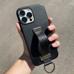Кожаный чехол для iPhone 13 Pro Max Leather Holding Strap Black
