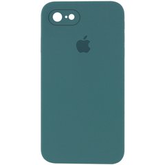 Чохол для iPhone 6 / 6s Silicone Full camera закритий низ + захист камери Зелений / Pine green квадратні борти