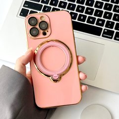 Чехол для iPhone 13 Pro Max Glitter Holder Case Magsafe с кольцом подставкой + стекло на камеру Pink