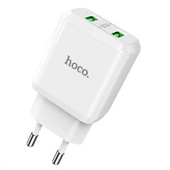 Адаптер сетевой HOCO Charmer dual port charger N6 |2USB, 3A, 2xQC3.0, 18W| (Safety Certified) white