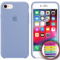 Чехол silicone case for iPhone 7/8 с микрофиброй и закрытым низом Lilac Cream / Голубой