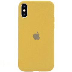 Чохол silicone case for iPhone X / XS з мікрофіброю і закритим низом Gold
