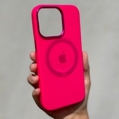 Чехол для iPhone 11 Silicone Case Full (Metal Frame and Buttons) with Magsafe с металлическими кнопками и рамкой Hot Pink