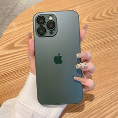 Чехол для Iphone 13 Pro Max Стеклянный матовый + стекло на камеру TPU+Glass Sapphire matte case Cangling Green