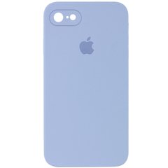 Чехол для Apple iPhone 7 / 8 / SE (2020) Silicone Full camera закрытый низ + защита камеры (Голубой / Mist blue) квадратные борты