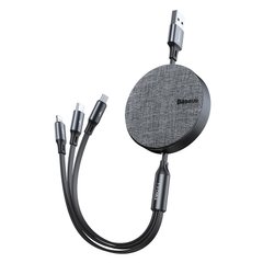 Кабель Baseus Fabric 3-in-1 Flexible Micro USB+Lightning+Type-C, |3.5A, 0.35M-1.2M| (CAMLT-BYG1) Grey, Grey
