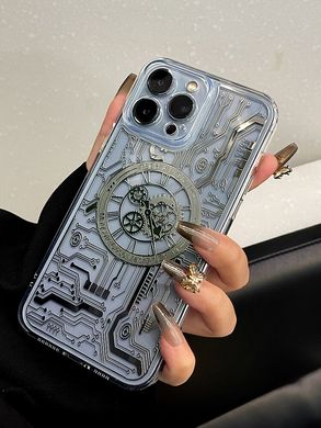 Чохол для iPhone 13 Pro прозрачный Mechanical Watches Case with MagSafe Gold