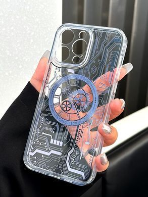 Чехол для iPhone 13 Pro прозрачный Mechanical Watches Case with MagSafe Silver