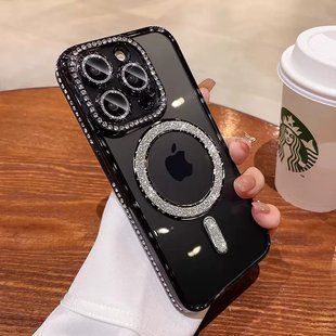 Чехол для iPhone 16 Pro Diamond Shining with MagSafe Black