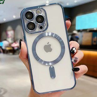 Чехол для iPhone 14 Plus Shining Case with Magsafe + стекло на камеру Sierra Blue