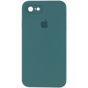 Чехол для iPhone 6/6s Silicone Full camera закрытый низ + защита камеры Зеленый / Pine green квадратные борты