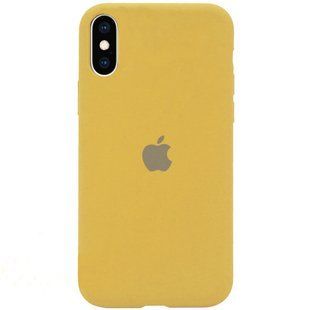 Чехол silicone case for iPhone X/XS с микрофиброй и закрытым низом Gold