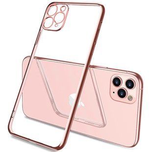 Прозорий силіконовий чохол з глянсовою окантовкою Full Camera для Apple iPhone 11 Pro (5.8 ") (Rose Gold)