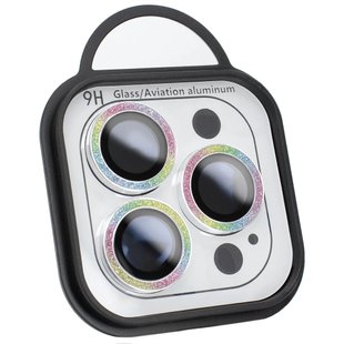 Защитное стекло Metal Sparkles на камеру (в упак.) для Apple iPhone 15 Pro (6.1") / 15 Pro Max (6.7")
