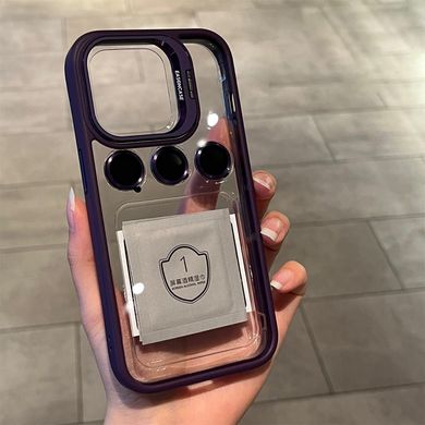 Чехол с подставкой для iPhone 13 Lens Shield + стекла на камеру Purple