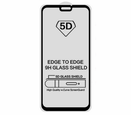 5D стекло для Huawei Y9 2019 Черное - Клей по всей плоскости