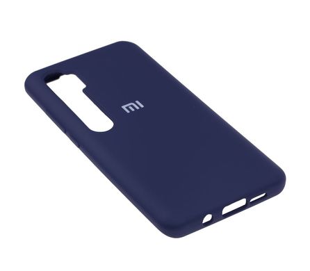 Чехол для Xiaomi Mi Note 10 Silicone Full Темно-синий с закрытым низом и микрофиброй