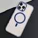 Противоударний прозрачный нежелтеющий чехол для iPhone 14 Pro Metal Frame Magsafe Purple