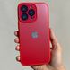 Чохол для iPhone 14 Скляний матовий + скло на камеру з мікрофіброю TPU+Glass Sapphire Midnight Red