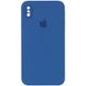 Чехол для iPhone X/Xs Silicone Full camera закрытый низ + защита камеры (Синий / Navy blue) квадратные борты