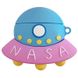 Силиконовый футляр Nasa для наушников AirPods + карабин (НЛО / Голубо-розовый)