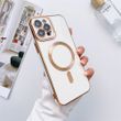 Чехол для iPhone 12 Pro Gold Plating with Magsafe + стекло на камеру White