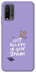 Чехол для Xiaomi Redmi Note 9 4G / Redmi 9 Power / Redmi 9T PandaPrint Just believe in your Dreams надписи