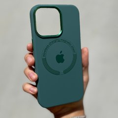 Чехол для iPhone 14 Pro Max Silicone Case Full (Metal Frame and Buttons) with Magsafe с металлическими кнопками и рамкой Pine Green