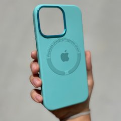 Чехол для iPhone 13 Silicone Case Full (Metal Frame and Buttons) with Magsafe с металлическими кнопками и рамкой Sea Blue