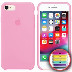 Чохол silicone case for iPhone 7/8 з мікрофіброю і закритим низом Light Pink / Рожевий