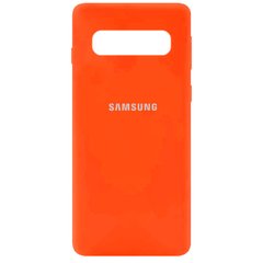 Чохол для Samsung Galaxy S10 (G973) Silicone Full помаранчевий з закритим низом і мікрофіброю