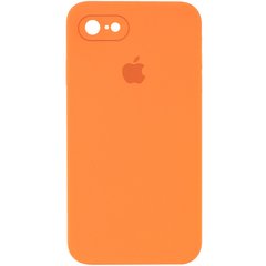 Чехол для Apple iPhone 7 / 8 / SE (2020) Silicone Full camera закрытый низ + защита камеры (Оранжевый / Papaya) квадратные борты