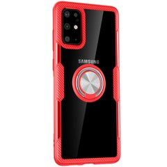 TPU+PC чехол Deen CrystalRing for Magnet (opp) для Samsung Galaxy S20 (Бесцветный / Красный)