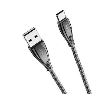 Кабель Type-C Hoco Metal armor U56 |1.2m, 2.4A| Grey, Grey
