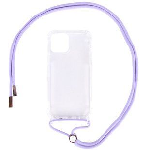 Чехол TPU Crossbody Transparent для Apple iPhone 12 Pro Max (6.7"") Сиреневый (Ремешок через плечо)