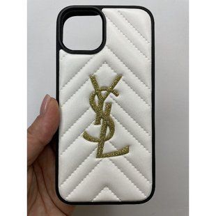 Чехол для Iphone 12 Pro Max Leather YSL White-Black