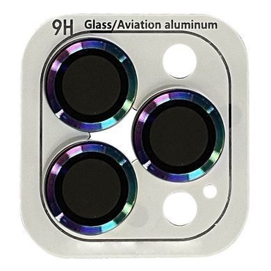 Захисне скло Metal Classic на камеру (в упак.) для Apple iPhone 16/16 Plus (Бузковий / Rainbow)