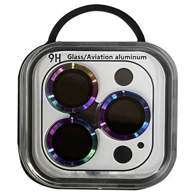 Захисне скло Metal Classic на камеру (в упак.) для Apple iPhone 16/16 Plus (Бузковий / Rainbow)