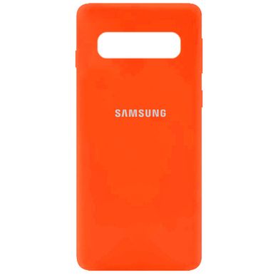 Чехол для Samsung Galaxy S10 (G973) Silicone Full оранжевый c закрытым низом и микрофиброю