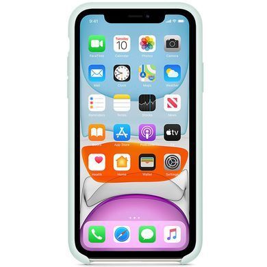 Чехол Silicone case Original 1:1 (AAA) для Apple iPhone 11 (6.1") (Серо-голубой / Seafoam)