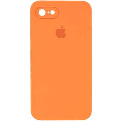 Чехол для Apple iPhone 7 / 8 / SE (2020) Silicone Full camera закрытый низ + защита камеры (Оранжевый / Papaya) квадратные борты