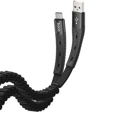 Дата кабель Hoco U78 "Cotton treasure elastic" Type-C, Черный