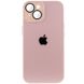 Чохол для iPhone 14 Plus  Скляний матовий + скло на камеру з мікрофіброю TPU+Glass Sapphire Midnight Pink Sand