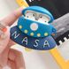 Силиконовый футляр Nasa для наушников AirPods + карабин (НЛО / Синий)
